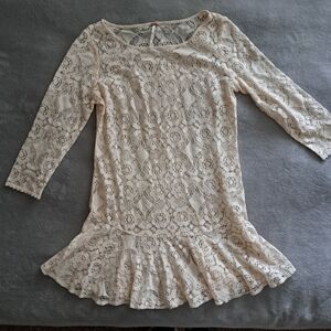 Free People Modern Coquette Romantic Cream Lace Mini Dress Size 0